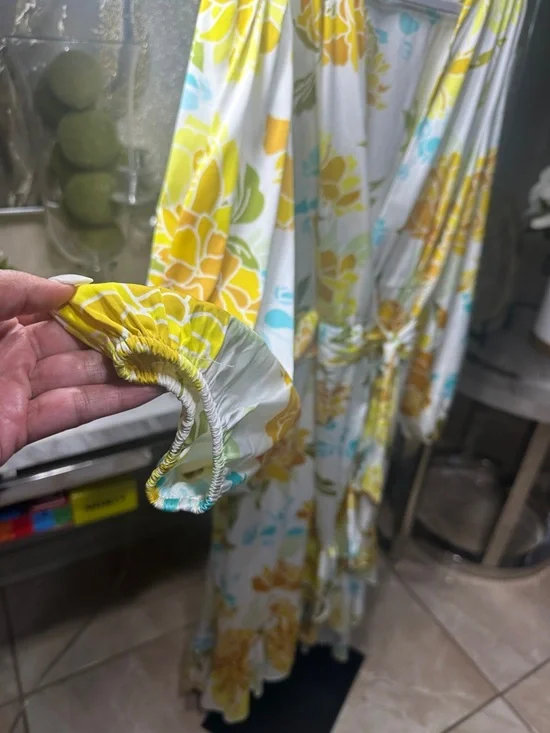 Long Sleeve Floral Wrap Maxi Dress in Yellow - Picture 4 of 4